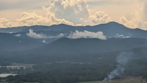 The countryside outside of Asheville, nestled in the clouds